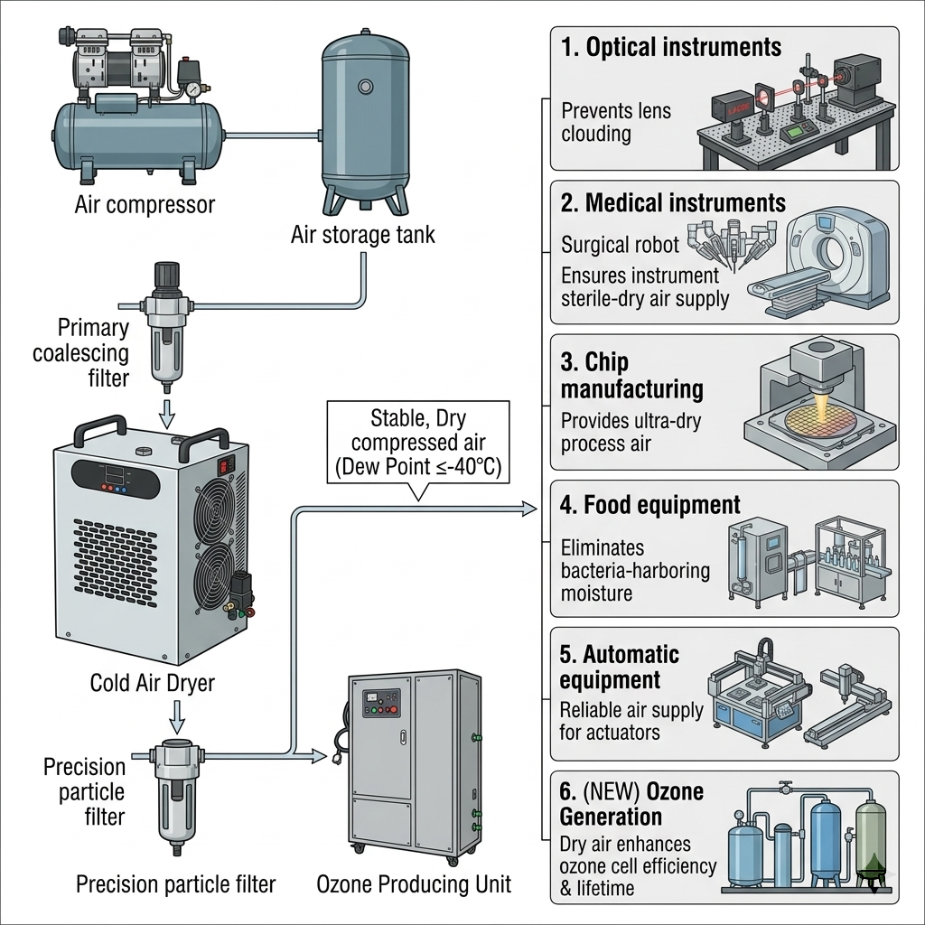 Refrigerated air dryer connected to ozone generator, preventing moisture damage to ozone tube.jpg