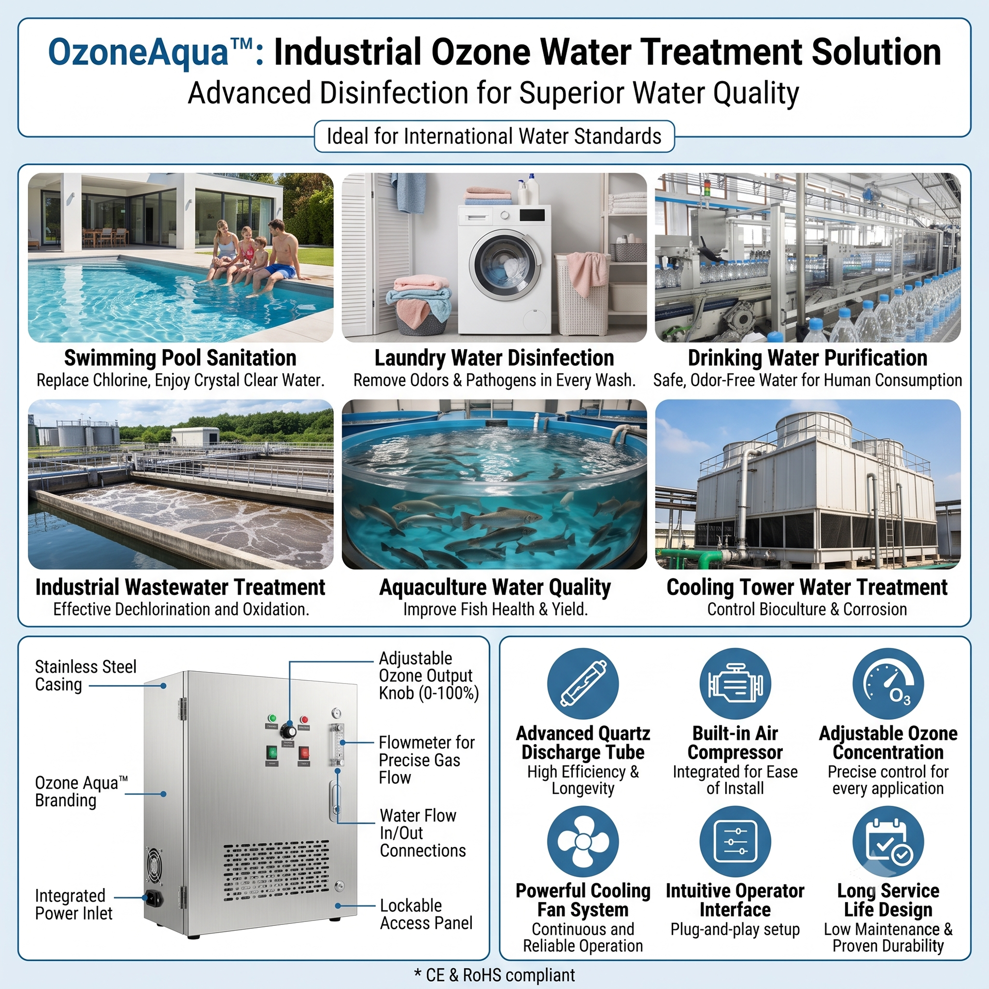 Flygoo OzonOxy Series 5gh Ozone Generator for Swimming Pool Water Sterilization